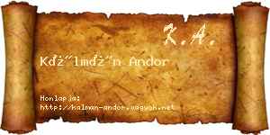 Kálmán Andor névjegykártya