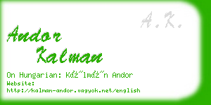 andor kalman business card